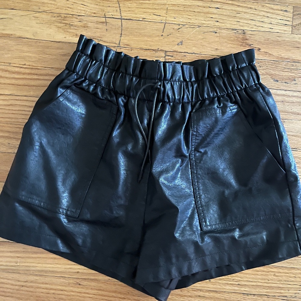 Faux Leather Paperbag Shorts